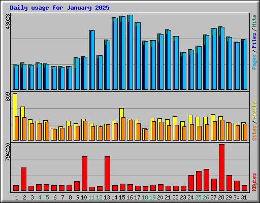 Daily usage for January 2025