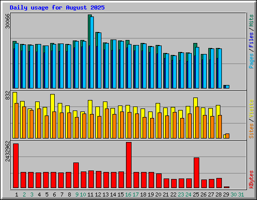 Daily usage for August 2025